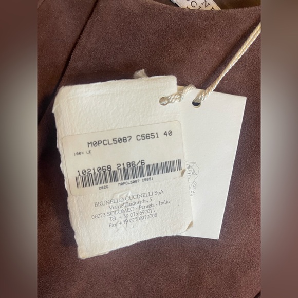 NWT Brunello Cucinelli Rich Brown Italian Leather Suede Shirt Size 40 Women’s - Picture 8 of 13